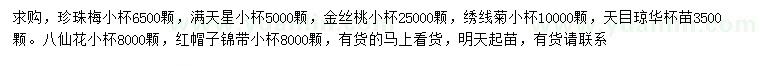 求购珍珠梅、满天星、金丝桃等