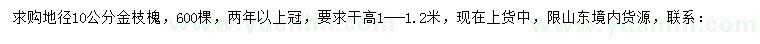 求购地径10公分金枝槐