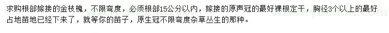 求购15公分以内金枝槐