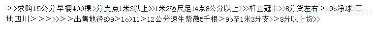 求购15公分早樱、8-12公分速生紫微