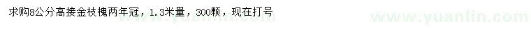 求购1.3米量8公分高接金枝槐