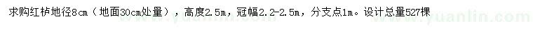 求购30量8公分红栌