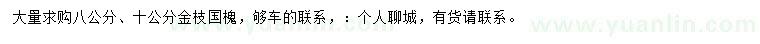 求购8、10公分金枝国槐