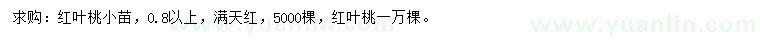 求购0.8公分以上红叶桃、满天红小苗