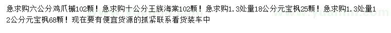 求购鸡爪槭、王族海棠、元宝枫