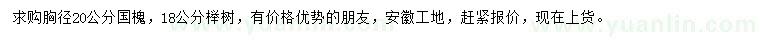 求购胸径20公分国槐、18公分榉树