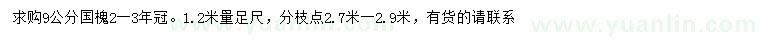 求购1.2米量9公分国槐