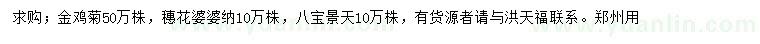 求购金鸡菊、穗花婆婆纳、八宝景天