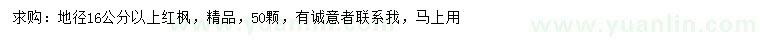 求购地径16公分以上红枫