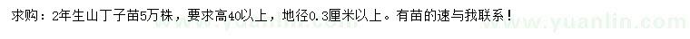 求购高40公分以上山丁子苗