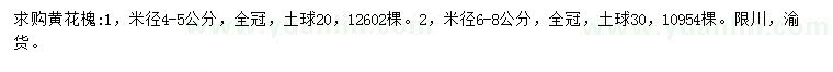 求购米径4-5、6-8公分黄花槐