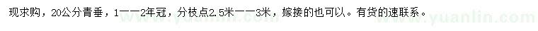 求购20公分垂柳、青垂