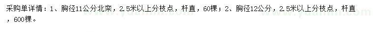 求购胸径11、12公分北栾