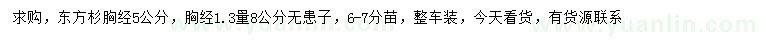 求购胸径5公分东方杉、胸径8公分无患子