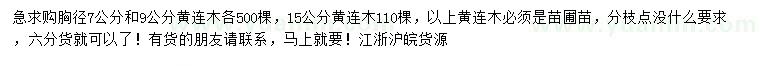 求购胸径7、9、15公分黄连木