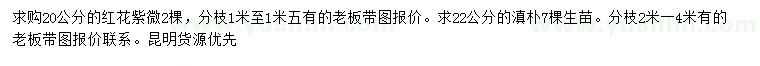 求购20公分红花紫微、22公分滇朴