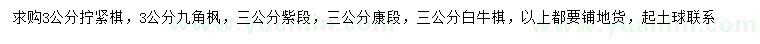 求购拧筋槭、九角枫、紫椴等