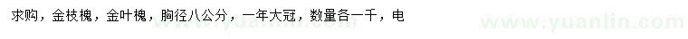 求购胸径8公分金枝槐、金叶槐