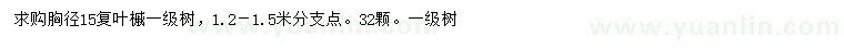 求购胸径15公分复叶槭