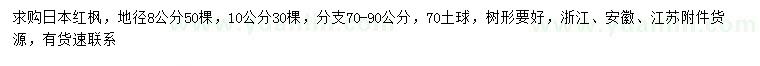 求购地径8、10公分日本红枫