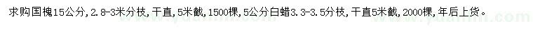 求购15公分国槐、5公分白蜡