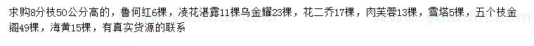 求购鲁何红、凌花湛露、乌金耀等