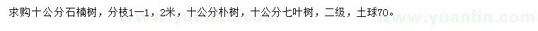 求购石楠、朴树、七叶树