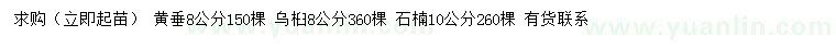 求购黄垂、乌桕、石楠