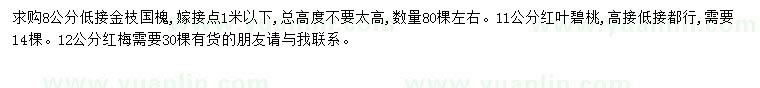 求购金枝国槐、红叶碧桃、红梅