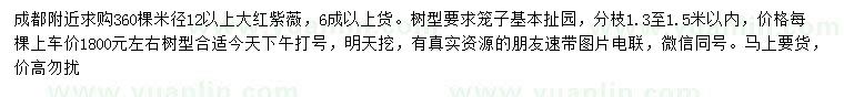 求购米径12以上大红紫薇