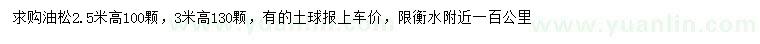 求购高2.5、3米油松