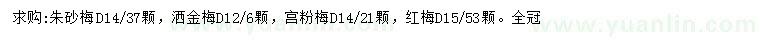 求购朱砂梅、洒金梅、宫粉梅等