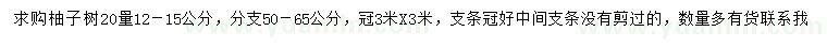 求购20量12-15公分柚子树