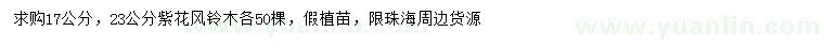 求购17、23公分紫花风铃木