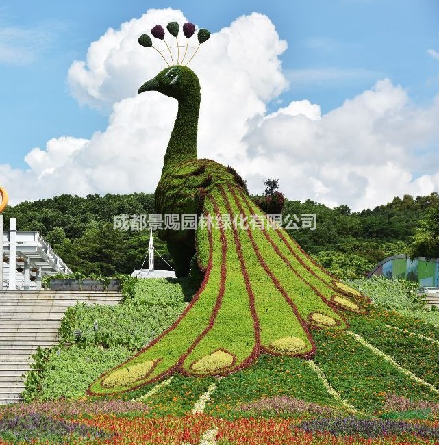长期供应孔雀绿雕造型凤凰绿雕造型四川成都绿雕厂家