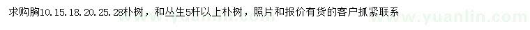 求购胸径10、15、18、20、25、28公分朴树、5杆以上丛生朴树