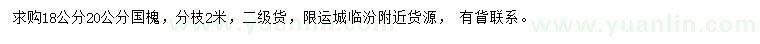 求购18、20公分国槐