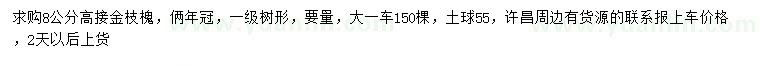 求购8公分高接金枝槐