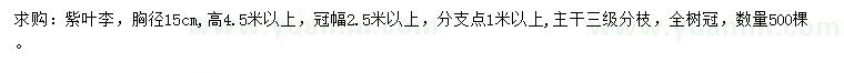 求购胸径15公分紫叶李