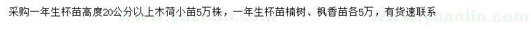 求购木荷小苗、楠树、枫香小苗