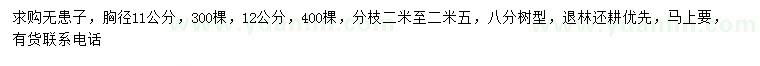 求购胸径11、12公分无患子