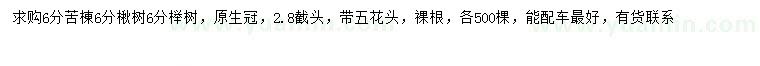 求购苦楝、楸树、榉树