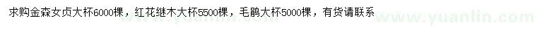 求购金森女贞大杯、红花继木大杯、毛鹃大杯