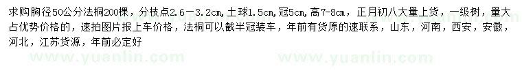 求购胸径50公分法桐