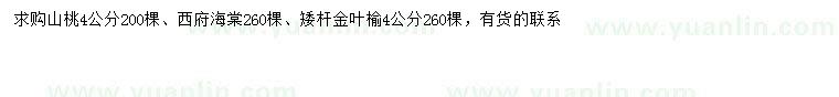 求购山桃、西府海棠、金叶榆