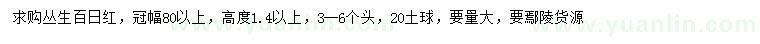 求购冠幅80公分以上丛生百日红