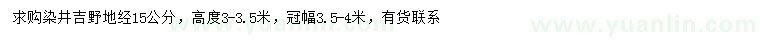 求购地径15公分染井吉野樱