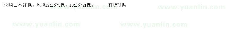 求购地径10、12公分日本红枫