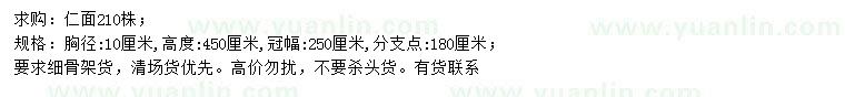 求购胸径10公分仁面